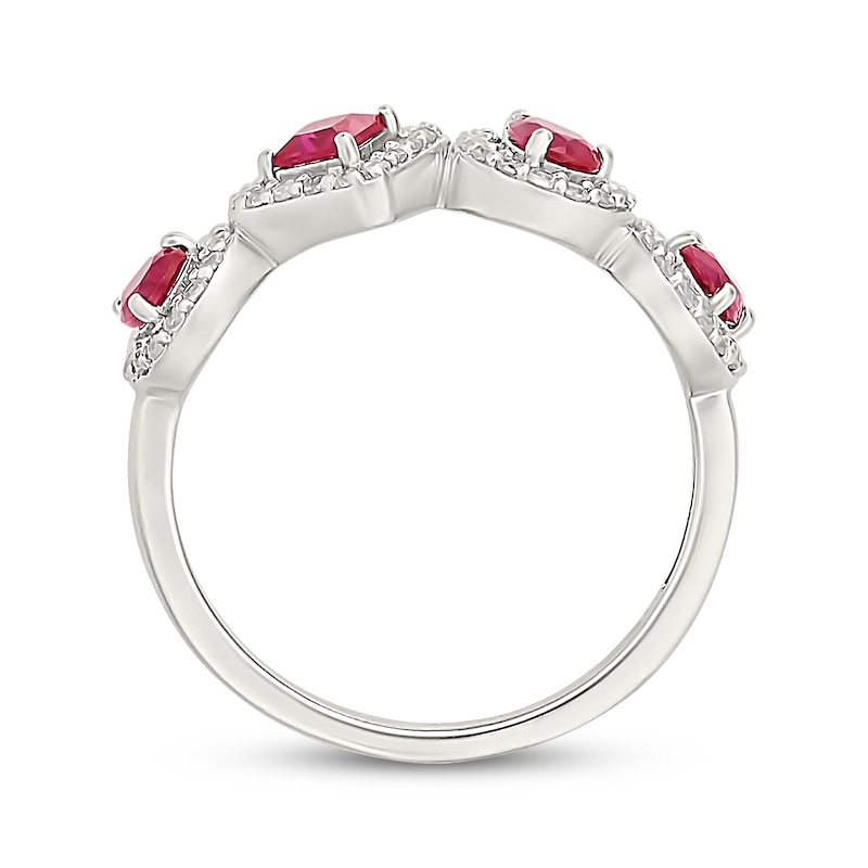 Main Image 3 of Multi-Shape Lab-Created Ruby & White Lab-Created Sapphire Ring Sterling Silver