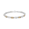 Thumbnail Image 1 of Oval-Cut Citrine & White Lab-Created Sapphire Link Bracelet Sterling Silver 7.25"