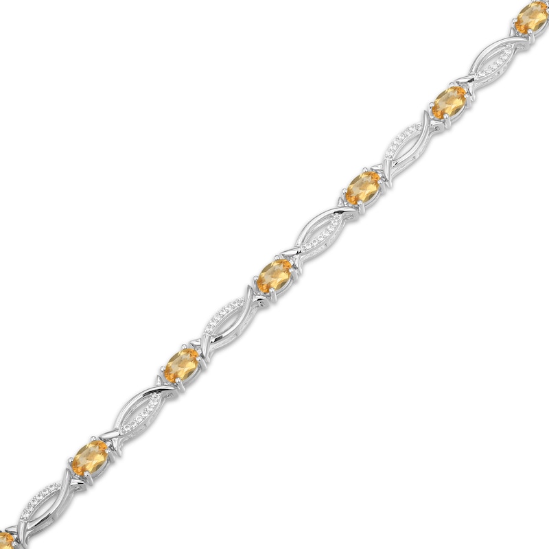 Main Image 2 of Oval-Cut Citrine & White Lab-Created Sapphire Link Bracelet Sterling Silver 7.25"
