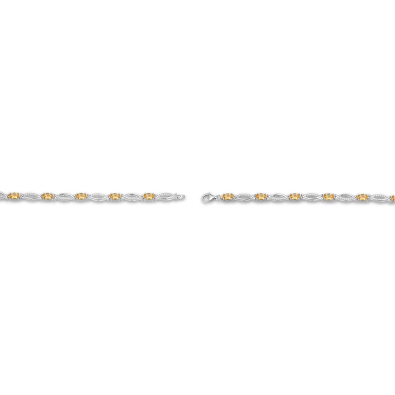 Main Image 3 of Oval-Cut Citrine & White Lab-Created Sapphire Link Bracelet Sterling Silver 7.25"