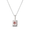 Thumbnail Image 3 of Emerald-Cut Garnet & White Lab-Created Sapphire Hidden Halo Necklace Sterling Silver 18"
