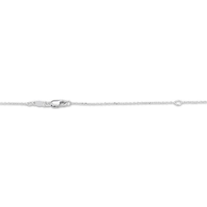 Main Image 4 of Emerald-Cut Garnet & White Lab-Created Sapphire Hidden Halo Necklace Sterling Silver 18"