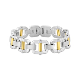 Men's Link Bracelet Stainless Steel & Yellow Ion Plating 8.5"