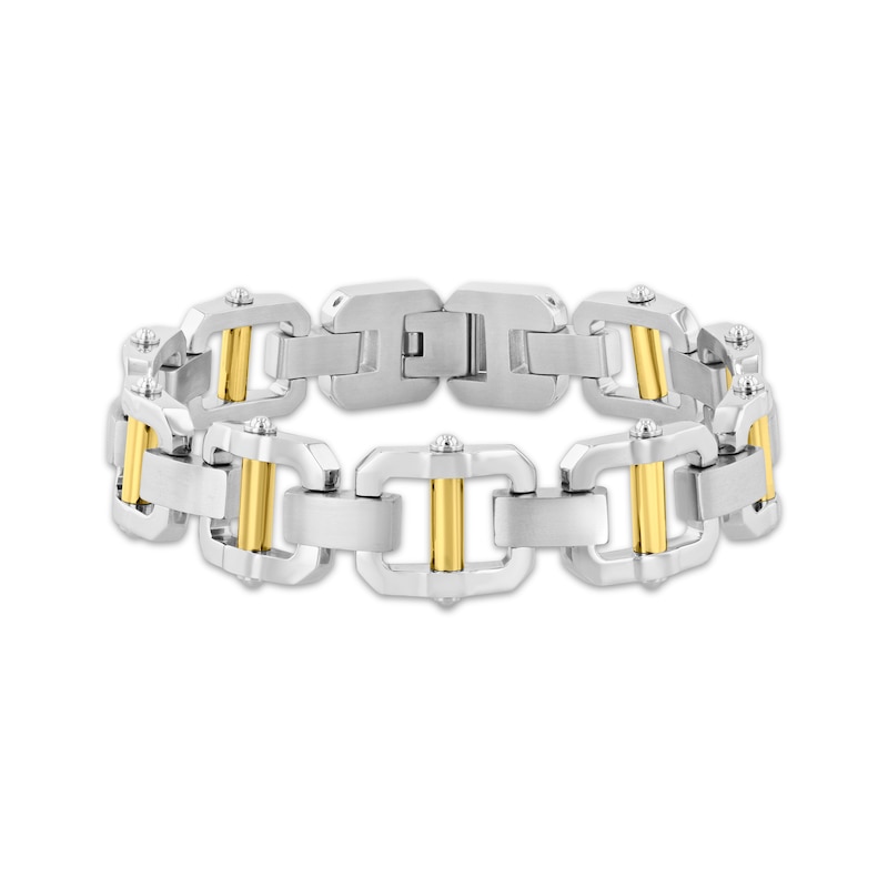 Main Image 1 of Men's Link Bracelet Stainless Steel & Yellow Ion Plating 8.5"