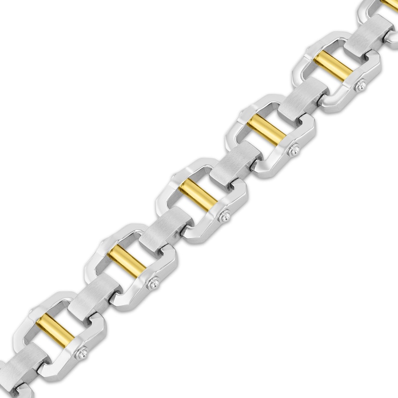 Main Image 2 of Men's Link Bracelet Stainless Steel & Yellow Ion Plating 8.5"