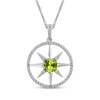 Thumbnail Image 1 of Peridot & White Lab-Created Sapphire Star Circle Necklace Sterling Silver 18"