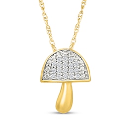 Diamond Accent Mushroom Necklace 10K Yellow Gold 18"
