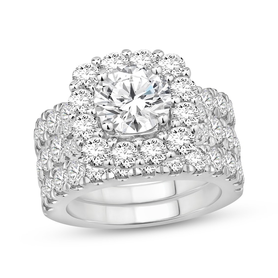 Adore Round-Cut Lab-Grown Diamond Cushion Halo Bridal Set 5 ct tw 14K White Gold