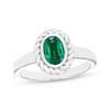 Thumbnail Image 1 of Oval-Cut Lab-Created Emerald Solitaire Twist Frame Ring Sterling Silver