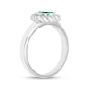 Thumbnail Image 2 of Oval-Cut Lab-Created Emerald Solitaire Twist Frame Ring Sterling Silver