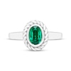 Thumbnail Image 3 of Oval-Cut Lab-Created Emerald Solitaire Twist Frame Ring Sterling Silver