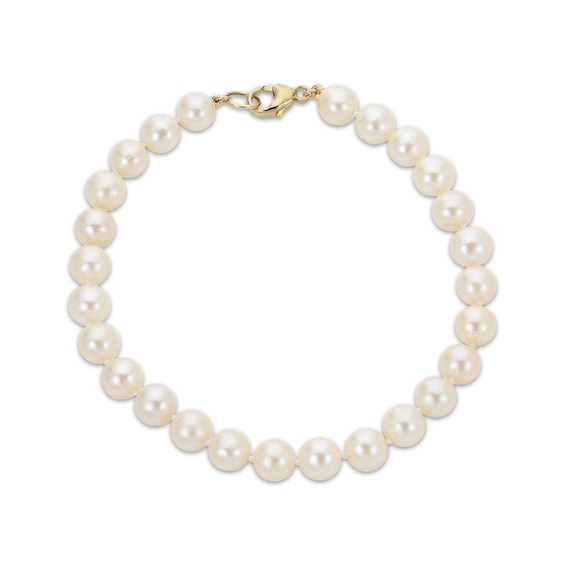 Men's Cultured Pearl Bracelet 14K Yellow Gold 8.5"