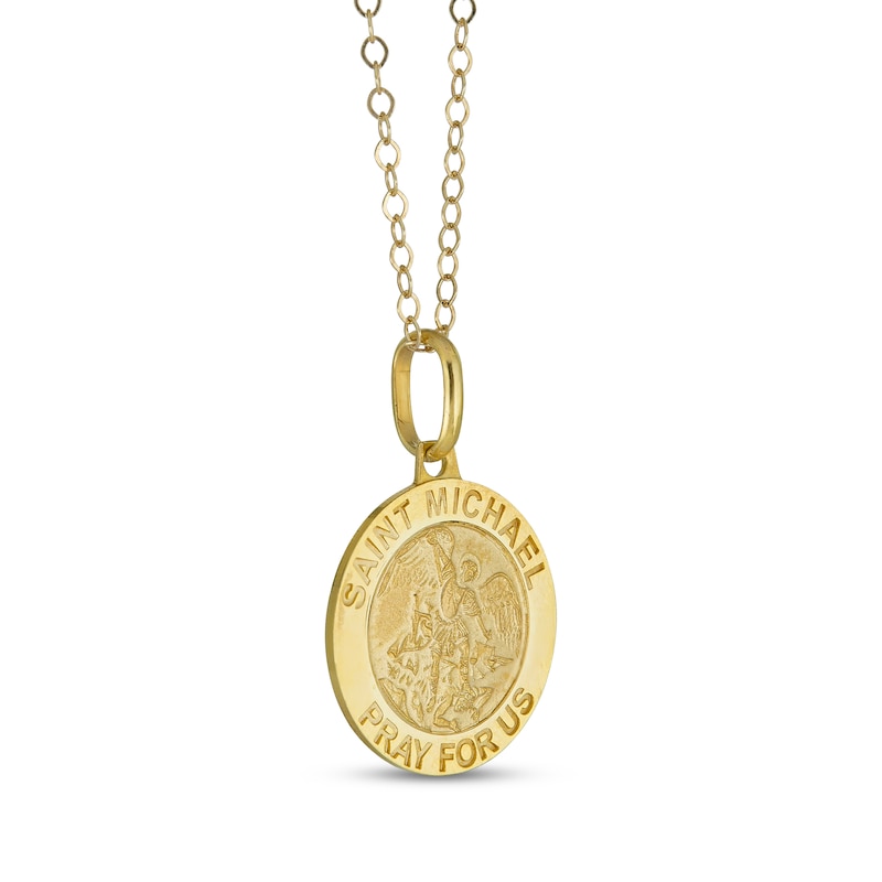 Main Image 2 of Children's Saint Michael Medallion Necklace 14K Yellow Gold 13"
