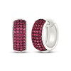 Thumbnail Image 1 of Men's Lab-Created Ruby Huggie Hoop Earrings Sterling Silver