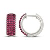 Thumbnail Image 3 of Men's Lab-Created Ruby Huggie Hoop Earrings Sterling Silver