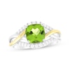 Thumbnail Image 1 of Cushion-Cut Peridot & White Lab-Created Sapphire Ring Sterling Silver & 10K Yellow Gold