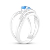Thumbnail Image 2 of Pear-Shaped Swiss Blue Topaz & White Lab-Created Sapphire Split Shank Ring Sterling Silver
