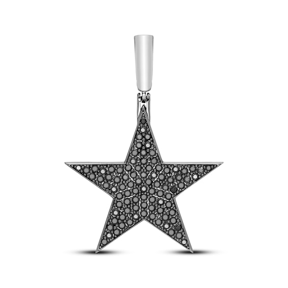 Men's Black Diamond Star Charm 1 ct tw Sterling Silver & Black Rhodium