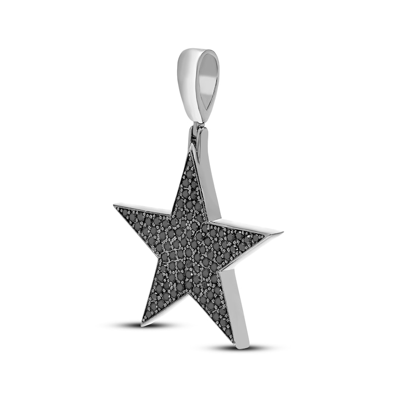 Main Image 2 of Men's Black Diamond Star Charm 1 ct tw Sterling Silver & Black Rhodium