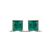 Thumbnail Image 2 of Men's Square-Cut Lab-Created Emerald Solitaire Stud Earrings 10K Yellow Gold