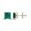 Thumbnail Image 3 of Men's Square-Cut Lab-Created Emerald Solitaire Stud Earrings 10K Yellow Gold