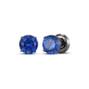 Thumbnail Image 1 of Men's Blue Lab-Created Sapphire Solitaire Stud Earrings Matte Gunmetal-Plated Sterling Silver