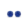 Thumbnail Image 2 of Men's Blue Lab-Created Sapphire Solitaire Stud Earrings Matte Gunmetal-Plated Sterling Silver