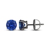 Thumbnail Image 3 of Men's Blue Lab-Created Sapphire Solitaire Stud Earrings Matte Gunmetal-Plated Sterling Silver