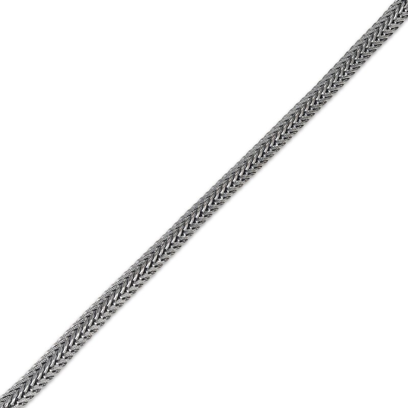 Main Image 2 of Men's Black Sapphire Curb Chain Bracelet Matte Gunmetal-Plated Sterling Silver 8.5"