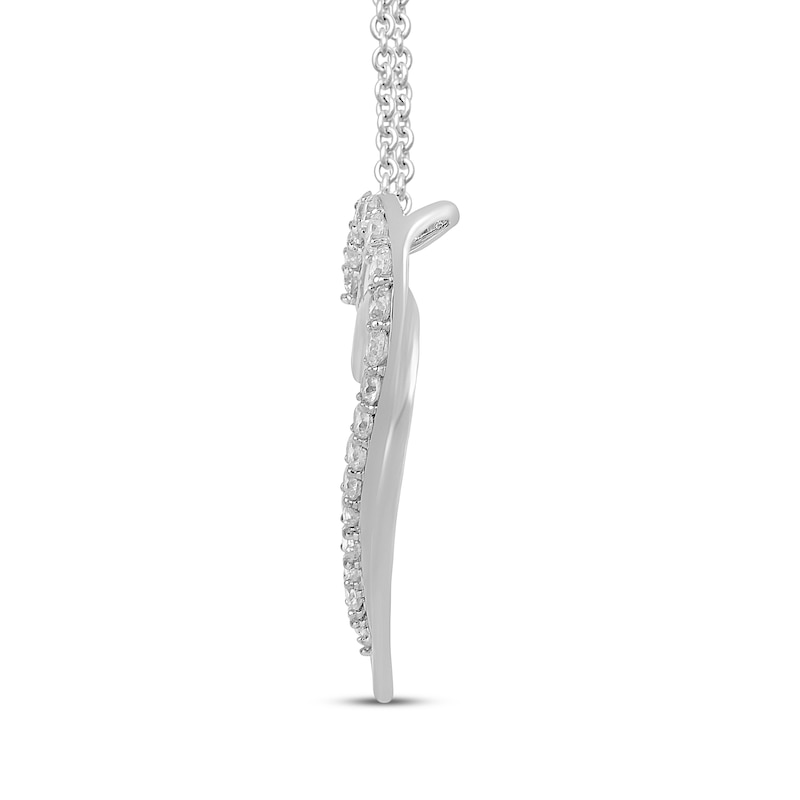 Main Image 2 of Diamond Double Heart Necklace 1 ct tw Sterling Silver 16"
