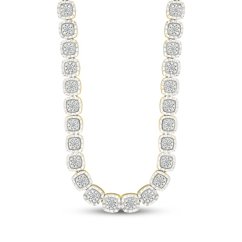 Main Image 1 of KAY Lab-Grown Diamonds Cushion-Shaped Link Necklace 3/4 ct tw 24K Yellow Gold Vermeil Sterling Silver 18"
