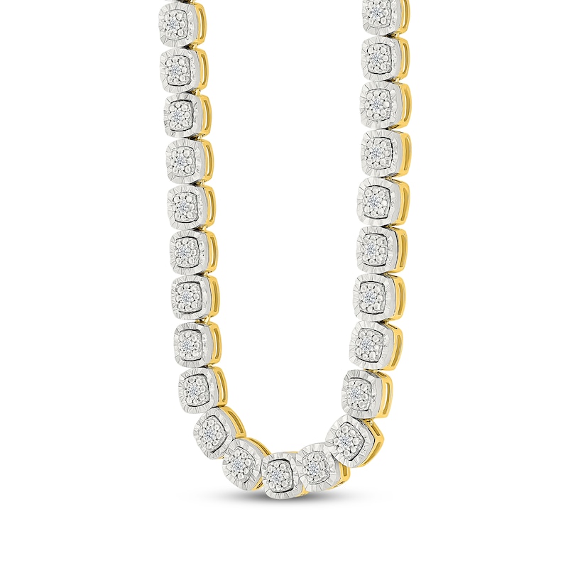 Main Image 2 of KAY Lab-Grown Diamonds Cushion-Shaped Link Necklace 3/4 ct tw 24K Yellow Gold Vermeil Sterling Silver 18"