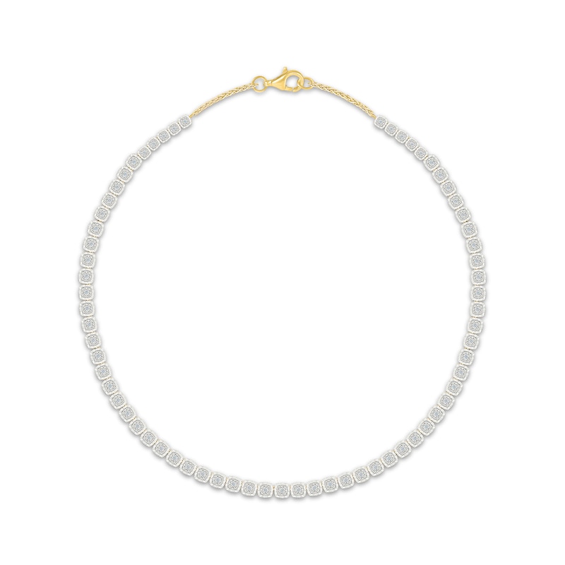 Main Image 3 of KAY Lab-Grown Diamonds Cushion-Shaped Link Necklace 3/4 ct tw 24K Yellow Gold Vermeil Sterling Silver 18"