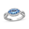 Thumbnail Image 1 of Marquise-Cut Swiss Blue Topaz & White Lab-Created Sapphire East-West Ring Sterling Silver