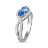 Thumbnail Image 2 of Marquise-Cut Swiss Blue Topaz & White Lab-Created Sapphire East-West Ring Sterling Silver