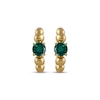 Thumbnail Image 2 of Lab-Created Emerald Solitaire Beaded Hoop Earrings 24K Yellow Gold Vermeil Sterling Silver