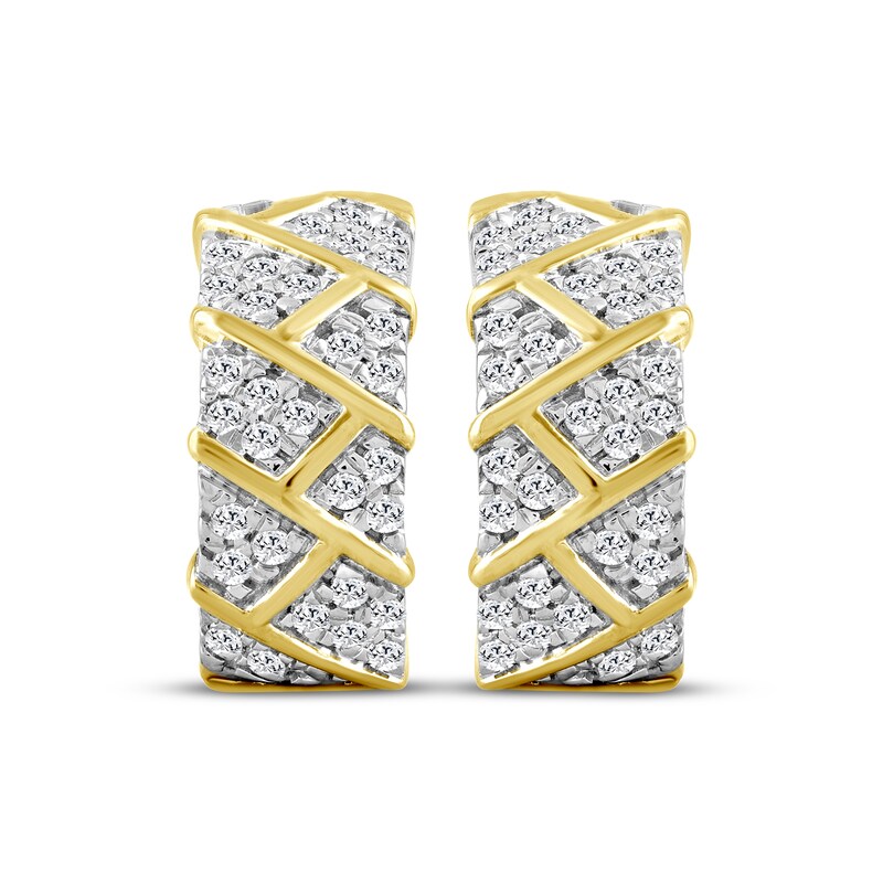 Main Image 2 of Diamond Hoop Earrings 1/2 ct tw 10K Yellow Gold