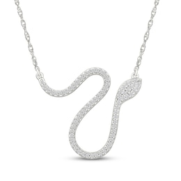 Diamond Snake Necklace 1/5 ct tw Sterling Silver 18"