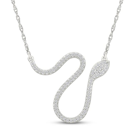 Diamond Snake Necklace 1/5 ct tw Sterling Silver 18"