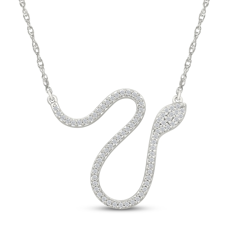 Main Image 1 of Diamond Snake Necklace 1/5 ct tw Sterling Silver 18"
