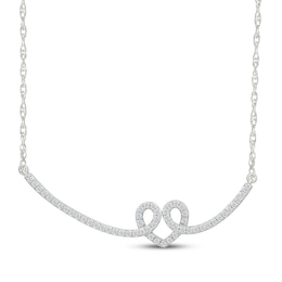 Diamond Heart-Shaped Loop Necklace 1/3 ct tw Sterling Silver 18"