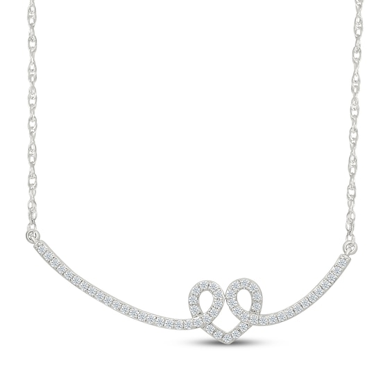Diamond Heart-Shaped Loop Necklace 1/3 ct tw Sterling Silver 18"