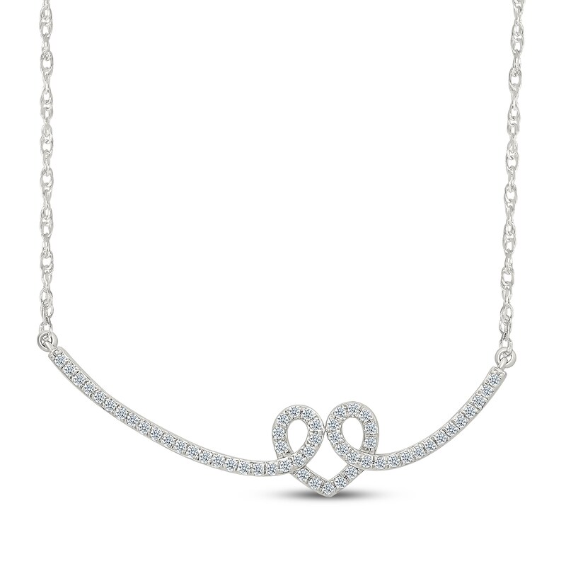 Main Image 1 of Diamond Heart-Shaped Loop Necklace 1/3 ct tw Sterling Silver 18"