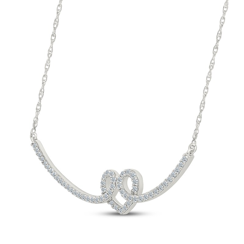 Main Image 2 of Diamond Heart-Shaped Loop Necklace 1/3 ct tw Sterling Silver 18"