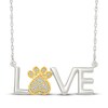Thumbnail Image 1 of Diamond "Love" Paw Print Necklace 1/15 ct tw Sterling Silver & 10K Yellow Gold 18"