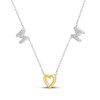 Thumbnail Image 2 of Diamond "Mom" Heart Station Necklace 1/8 ct tw Sterling Silver & 10K Yellow Gold 18"