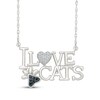 Thumbnail Image 1 of Black & White Diamond "I Love Cats" Paw & Heart Necklace 1/15 ct tw Sterling Silver 18"