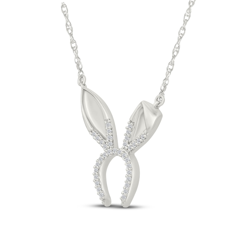 Main Image 2 of Diamond Bunny Ears Necklace 1/10 ct tw Sterling Silver 18"