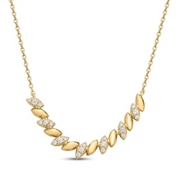 Diamond Marquise-Shaped Smile Necklace 1/5 ct tw 10K Yellow Gold 18"