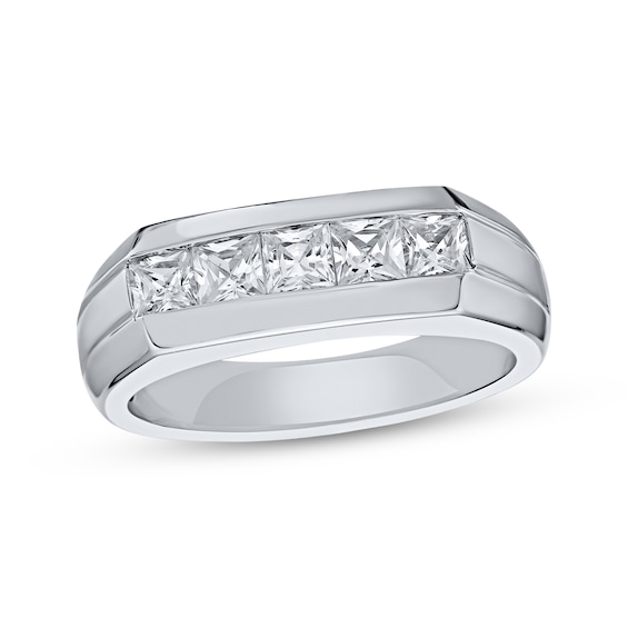 Men's Square-Cut Diamond Channel-Set Ring 1 ct tw 10K White Gold